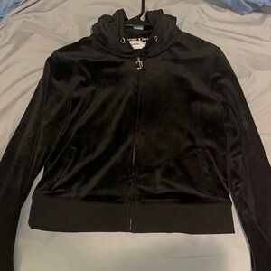 Juicy Couture Black Bomber Jacket Velvet Zip-Up